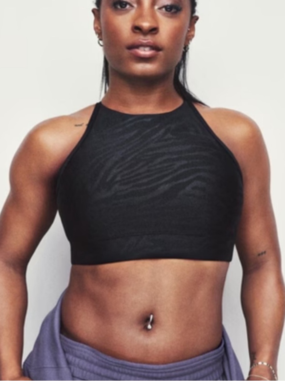 Athleta x Simone Biles Liquid Shine High Neck Bra L NWT Black